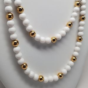 White and gold beaded Napier necklace set